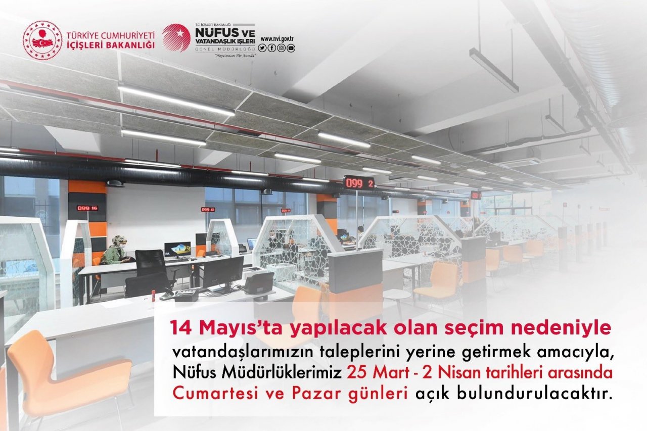 Aydın’da nüfus müdürlükleri hafta sonu da açık olacak