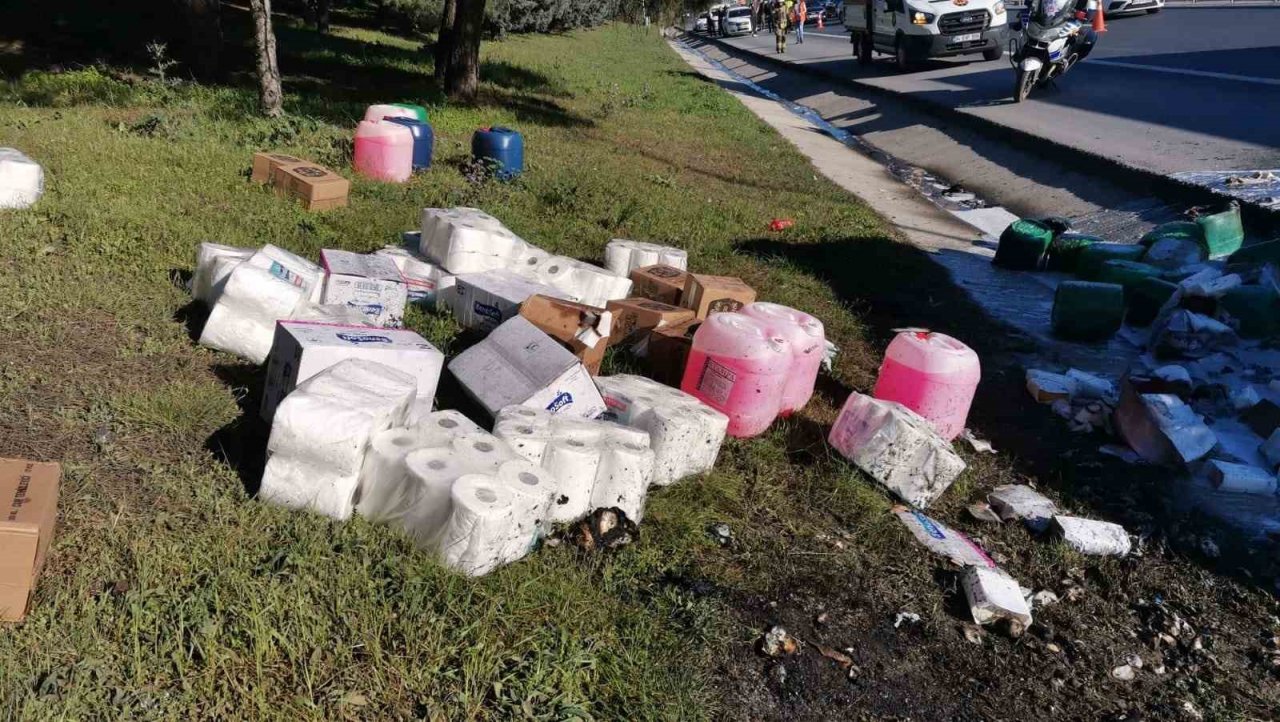 Hadımköy Tem Otoyolu’nda alev topuna dönen panelvan kamerada