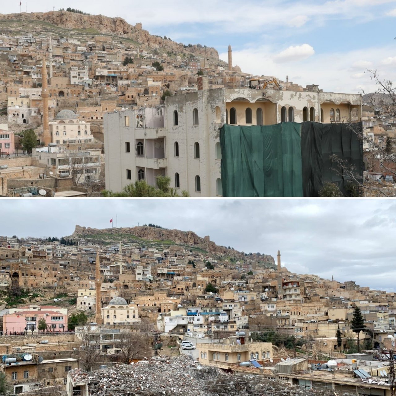 Mardin’de 5 katlı binanın yıkım işlemleri tamamlandı