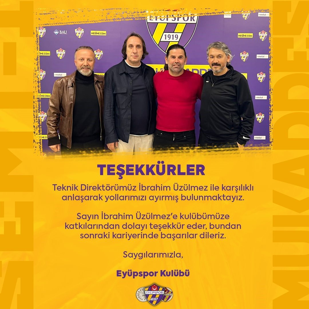 Eyüpspor’da İbrahim Üzülmez dönemi sona erdi