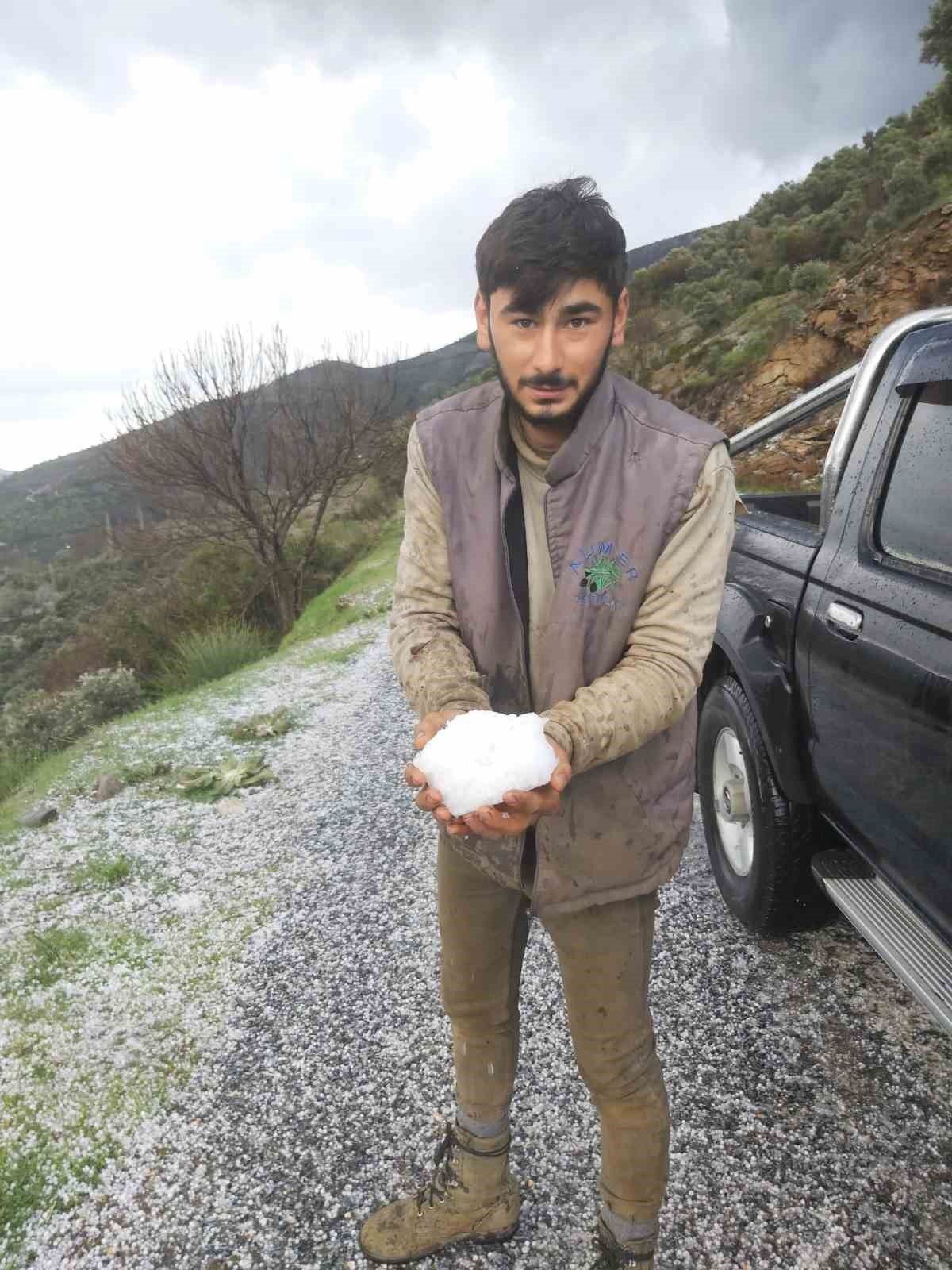 Aydın’ın yüksek kesimlerinde dolu yağışı etkili oldu