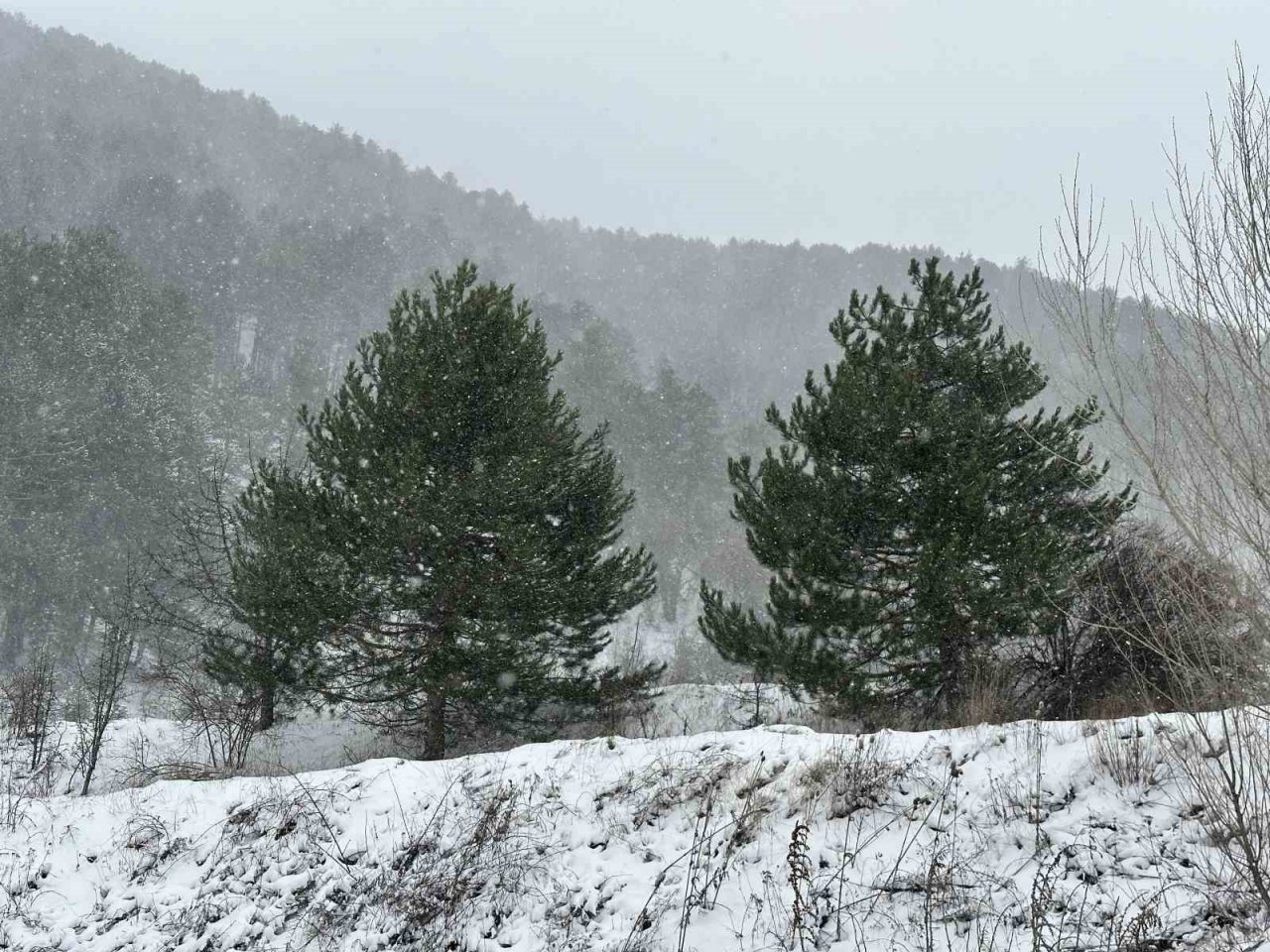 Çankırı’nın yüksek kesimlerinde kar yağışı etkili oldu