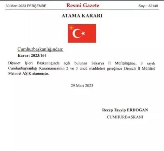 Denizli İl Müftüsü Mehmet Aşık’ın görev yeri değişti