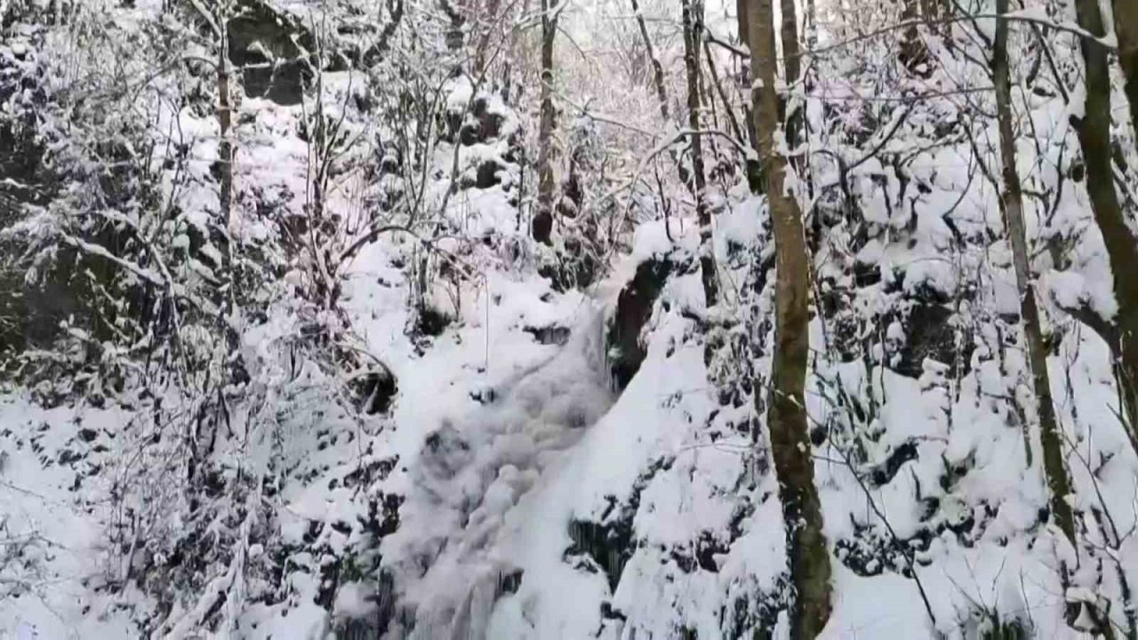 Hava sıcaklığı -5’in altında ölçüldü: O şelale kısmen dondu