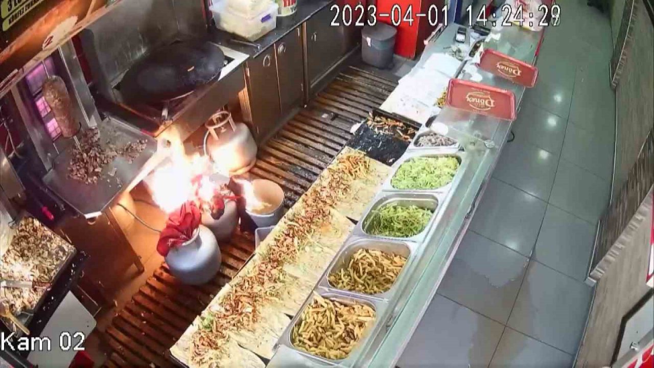 Tüp değişimi esnasında korku dolu anlar kamerada