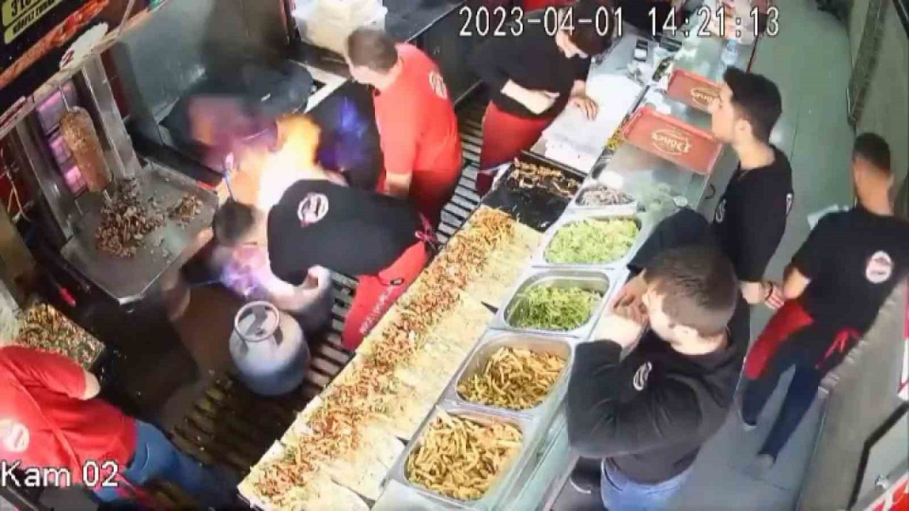 Tüp değişimi esnasında korku dolu anlar kamerada