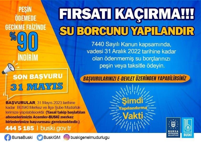 Bursa’da su faturası borçlarında büyük yapılandırma fırsatı