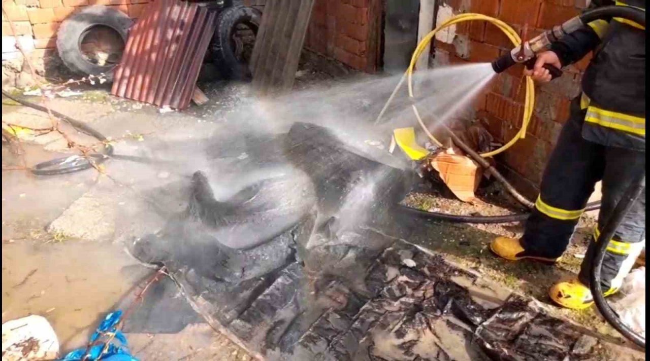 Odunlukta çıkan yangın maddi hasara neden oldu