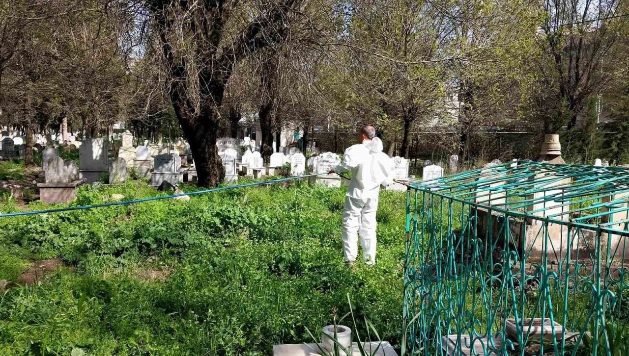 Siirt’te mezarlıklarda yabani otlara karşı ilaçlama çalışması başlatıldı