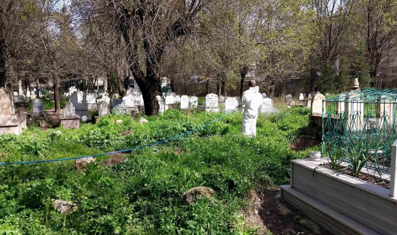 Siirt’te mezarlıklarda yabani otlara karşı ilaçlama çalışması başlatıldı
