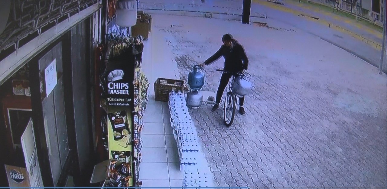 Antalya’da bisikletli mutfak tüpü hırsızı, esnafın korkulu rüyası oldu