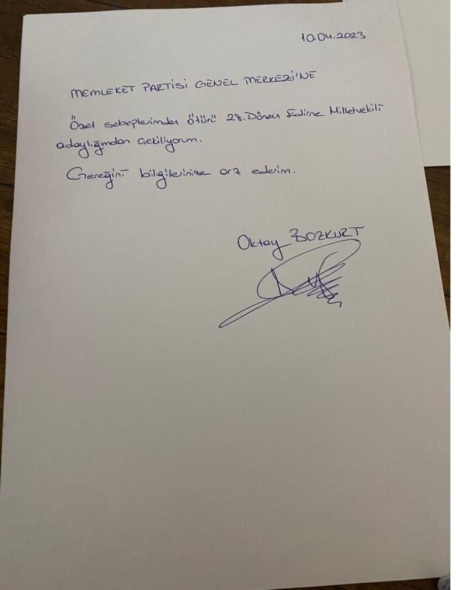 Memleket Partisi’ne Edirne’den soğuk duş: 3 vekil adayı istifa etti