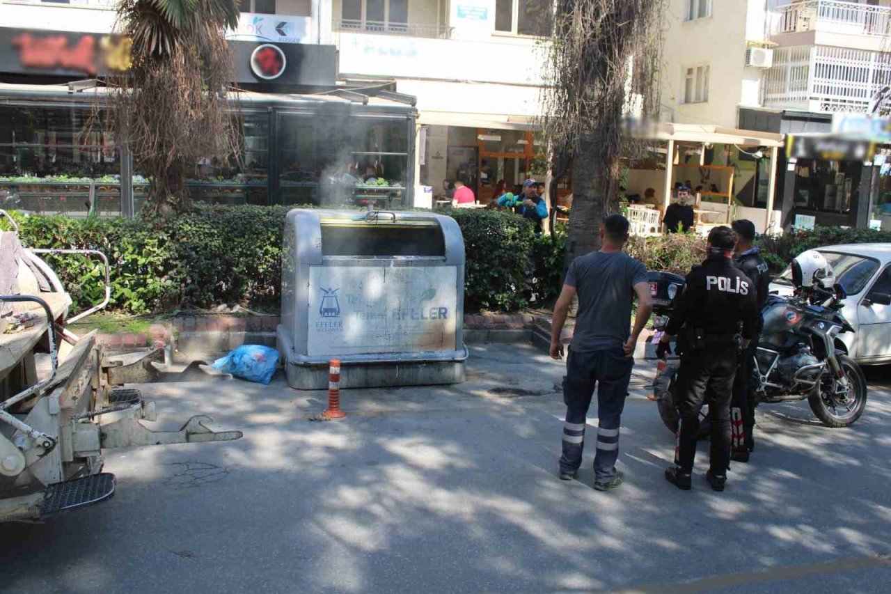 Çöp konteynerine dökülen kül, ekipleri harekete geçirdi