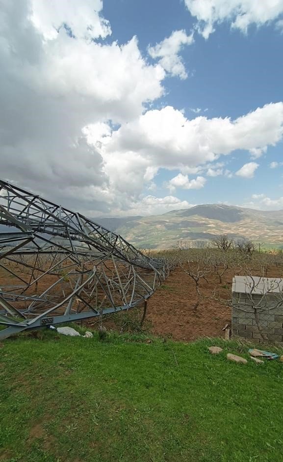 Siirt’te fırtınada devrilen direk fıstık ağaçlarının üstüne düştü