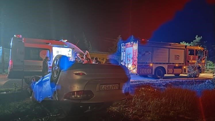 Susurluk’ta takla atan otomobilin sürücüsü yaralandı