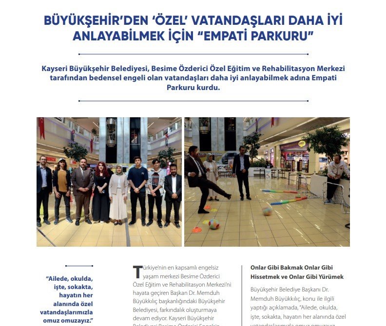 Kayseri, büyükşehir projeleri ile sağlıklı Kentler Birliği Dergisi’nde örnek gösterildi