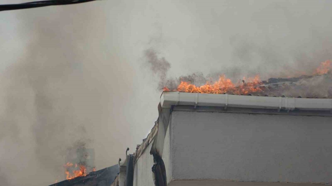 Pendik’te 3 katlı iki binanın çatısı alevlere teslim oldu