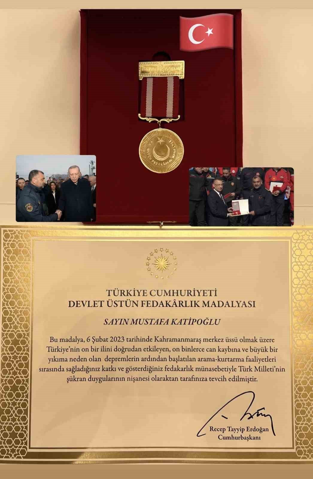 Katipoğlu’na Devlet Üstün Fedakarlık madalyası verildi