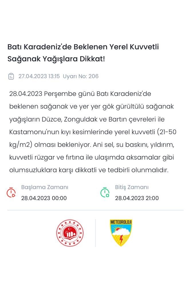 Meteoroloji’den Zonguldak için uyarı