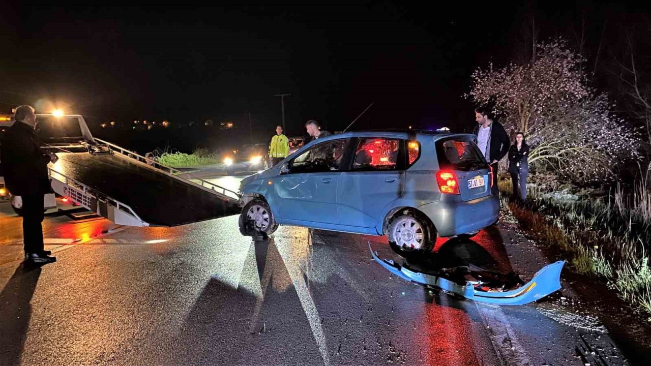 Hayvana çarpmamak için fren yaptı, su kanalına devrildi