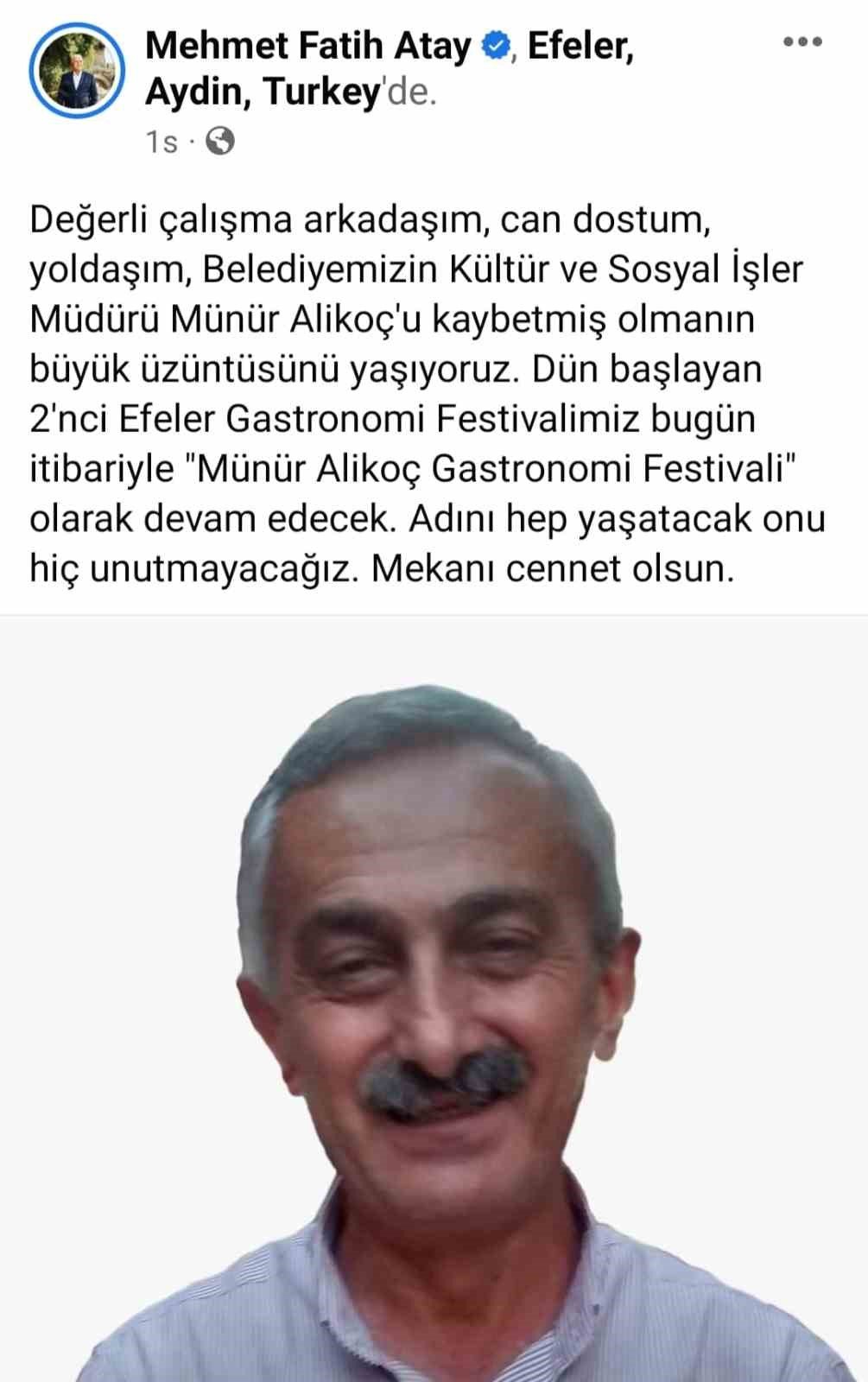 Efeler Gastronomi Festivali’ne Münür Alikoç’un ismi verildi