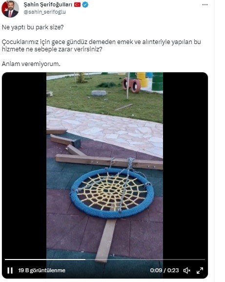 Başkan Şerifoğulları, Geri Dönüşüm Parkı’na zarar verilmesine tepki gösterdi