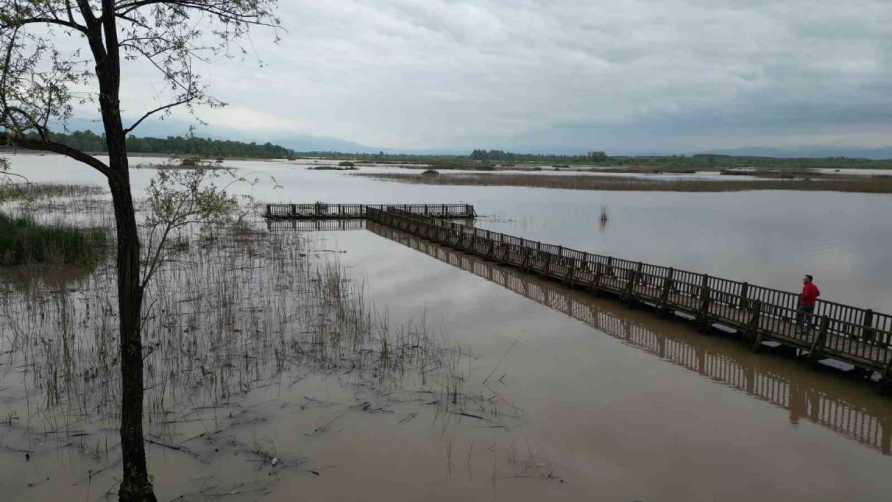 Yağış ve eriyen karlar gölün su seviyesini yükseltti