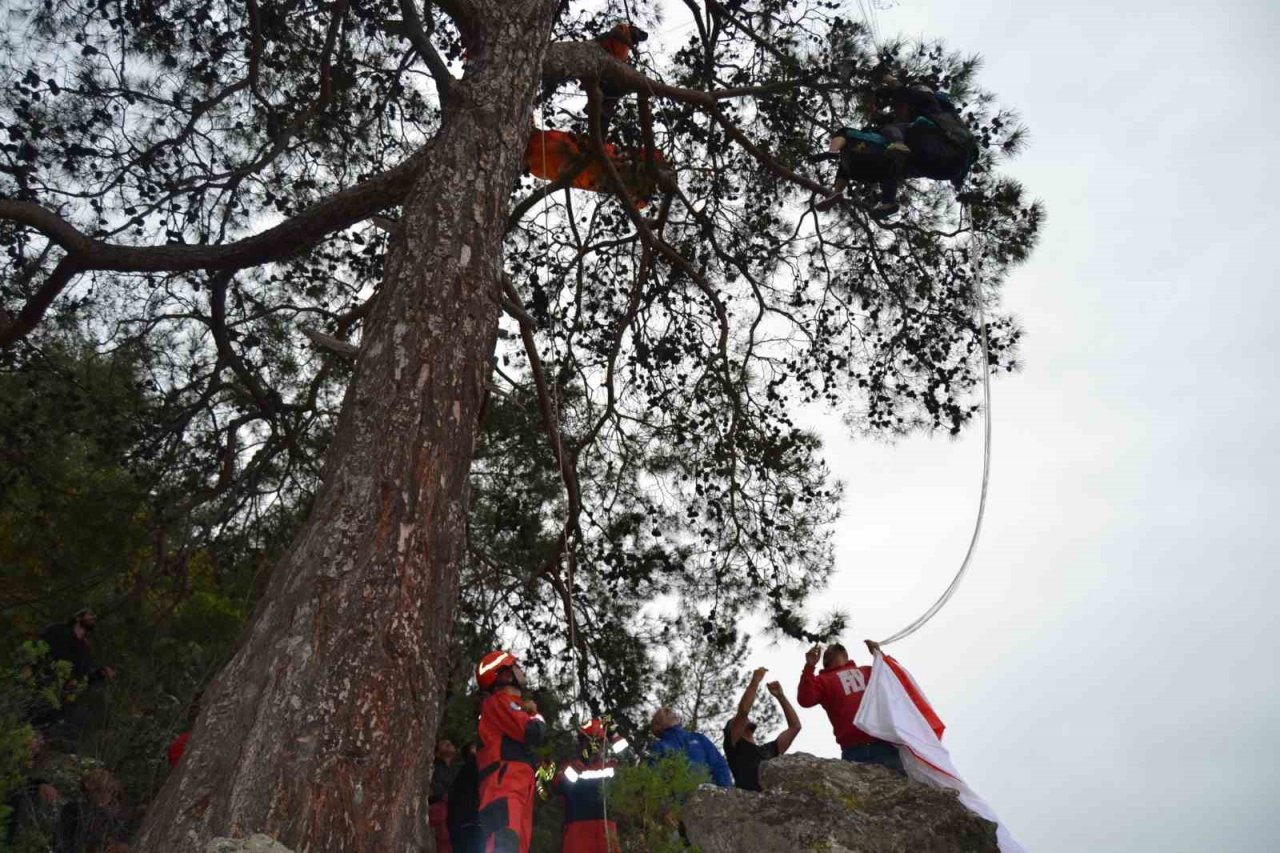 Kurtarma ekipleri ağaçlardan paraşütçü topluyor