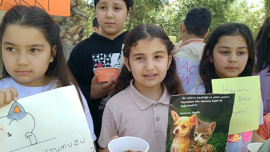 İlkokul öğrencilerinden sokak hayvanlarına mama projesi