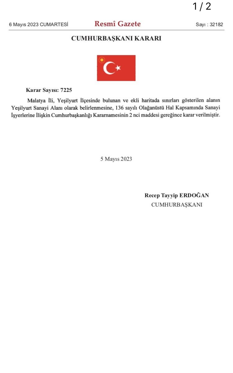 Malatya yeni sanayi sitesine kavuşuyor