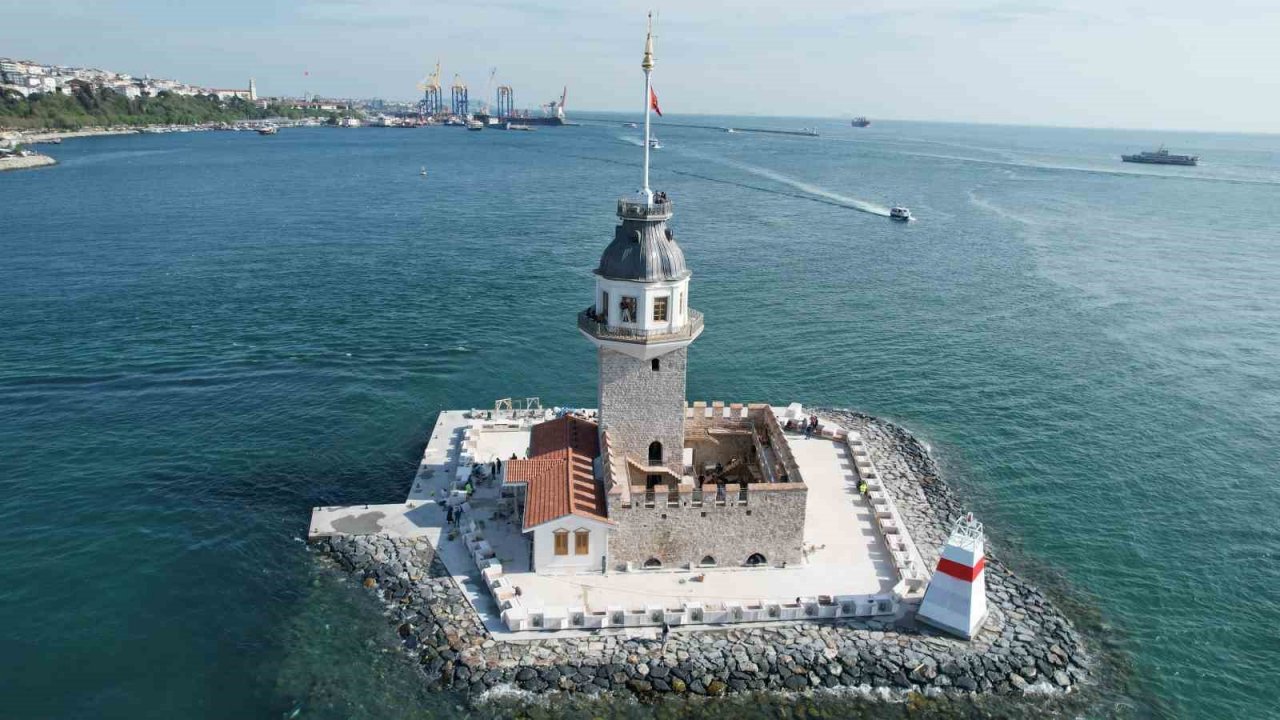 11 Mayıs’ta ziyarete açılacak olan Kız Kulesi dron ile havadan görüntülendi