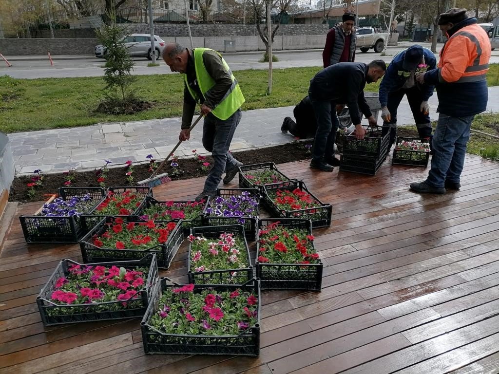 Kars’ta park, bahçe ve refüjler çiçek açıyor