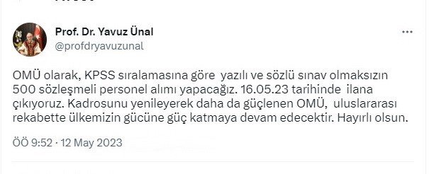 OMÜ 500 sözleşmeli personel alacak