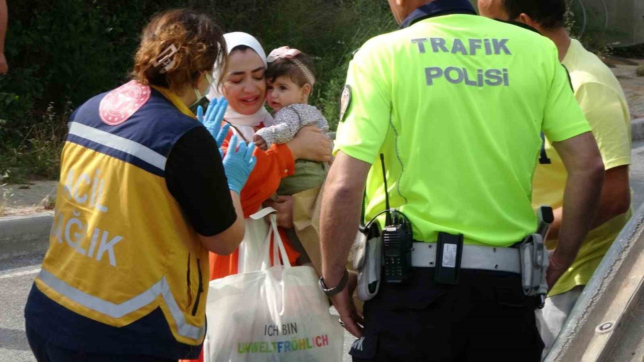 Takla atan kadın sürücü gözyaşlarına hakim olamadı