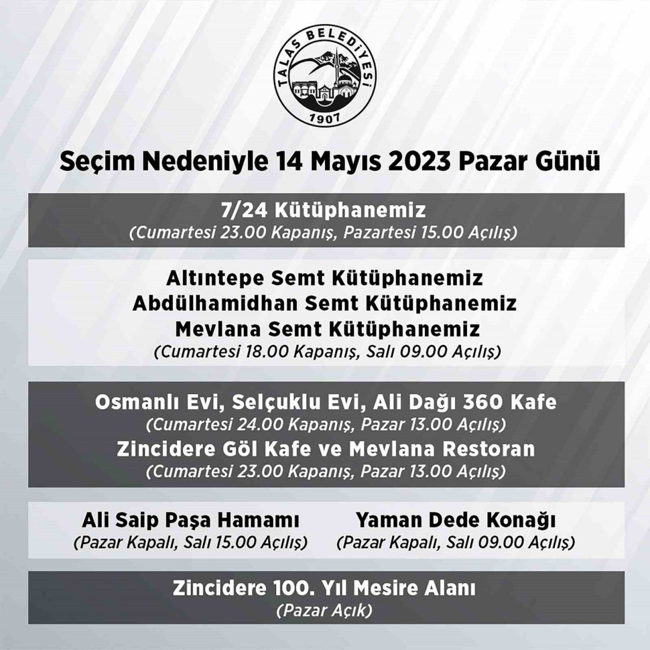 Talas Belediyesi’nin İşletmelerine Seçim Ayarı