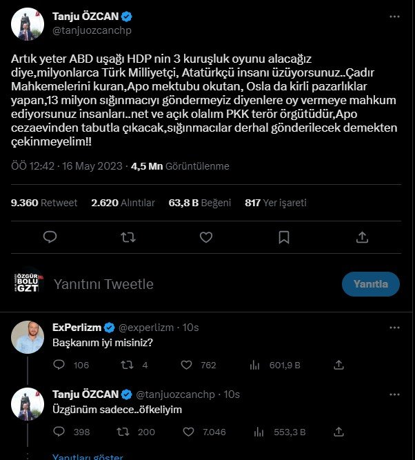Tanju Özcan’dan HDP tepkisi: "HDP’nin 3 kuruşluk oyunu alacağız diye Türk Milliyetçi, Atatürkçü insanı üzüyorsunuz"