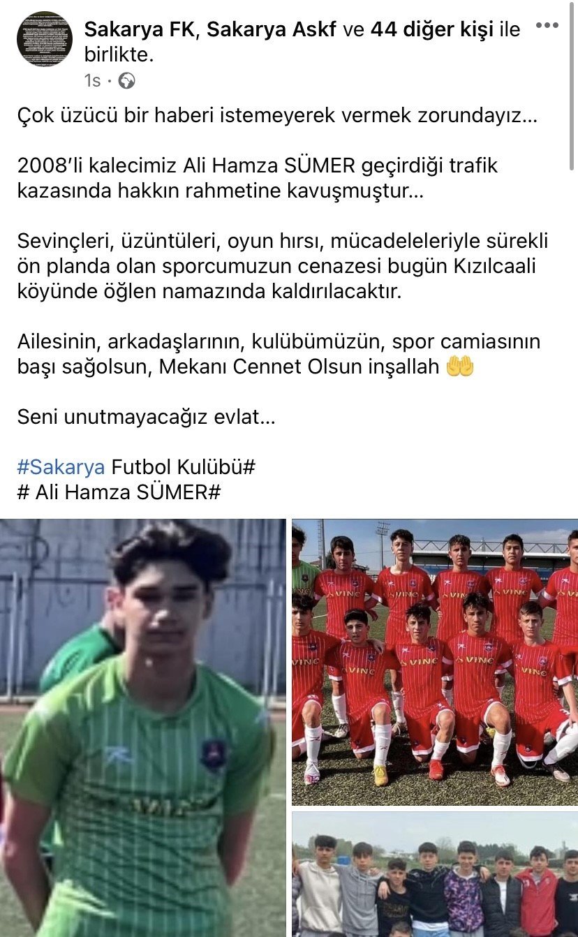 Kazada hayatını kaybeden altyapı kalecisi son yolculuğuna uğurlandı