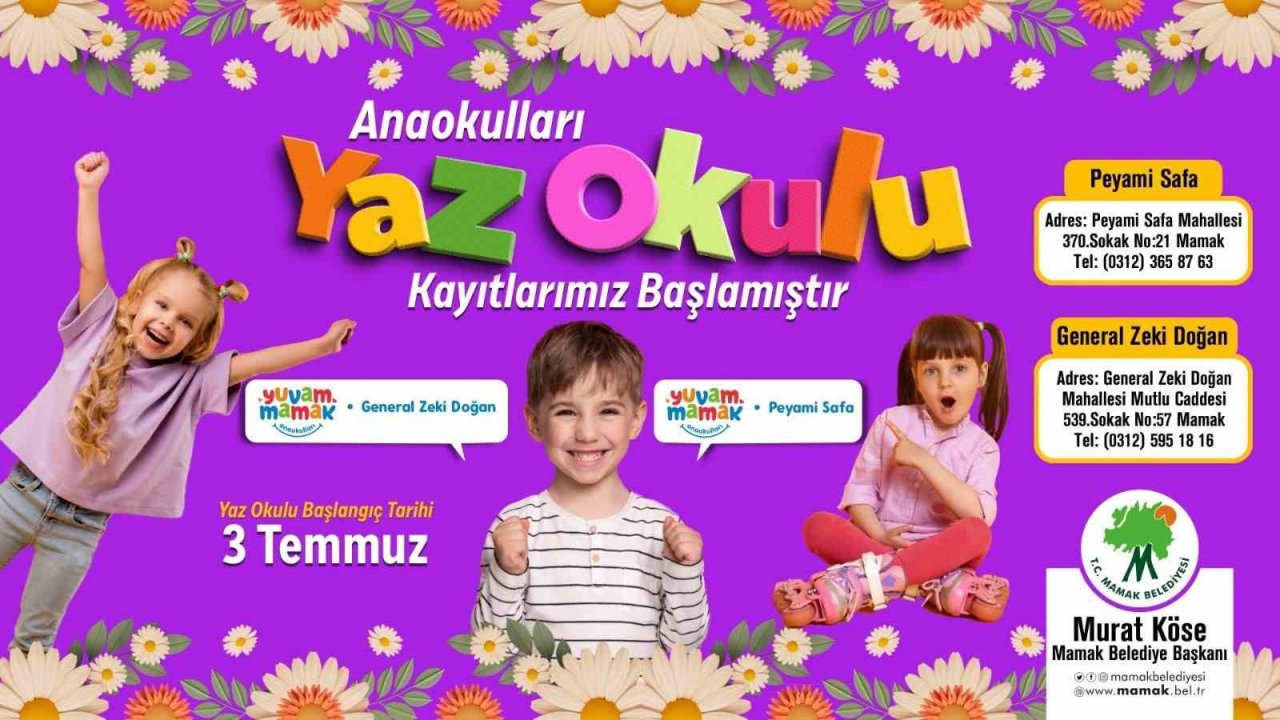 Yuvam Mamak Anaokullarında Yaz Okulu Kayıtları Başlamıştır