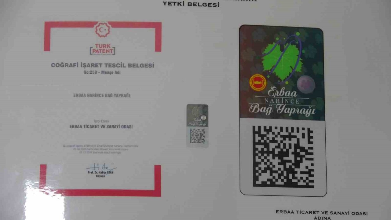 Tescilli Erbaa Yaprağına QR kodlu denetim