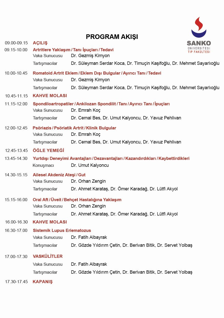 SANKO Üniversitesi Romatoloji Sempozyumu düzenleyecek