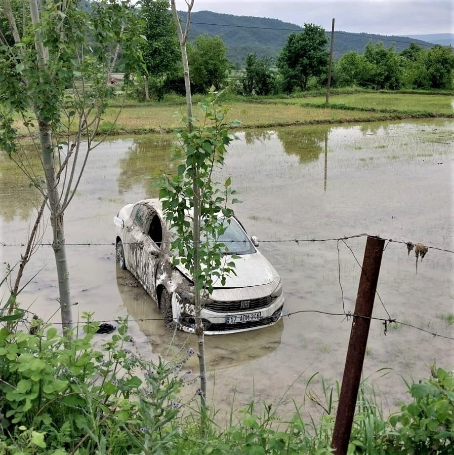 Sinop’ta otomobil çeltik tarlasına uçtu: 1 yaralı