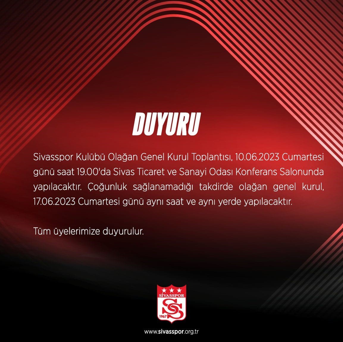 Sivasspor’da olağan genel kurul kararı alındı