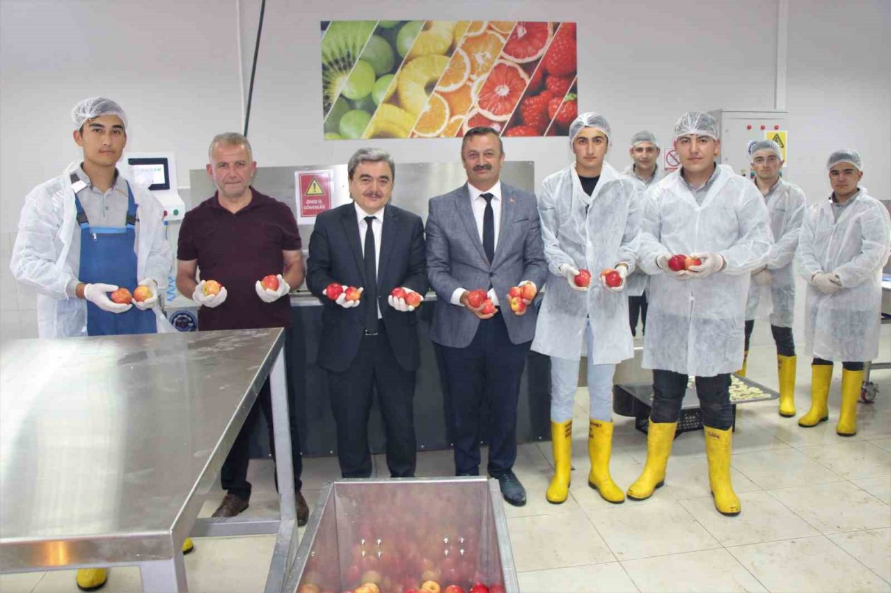 Amasya’da okulda meyve kurutma tesisi kuruldu, elma cipsi üretimine başlayan öğrencilerin hedefleri büyük