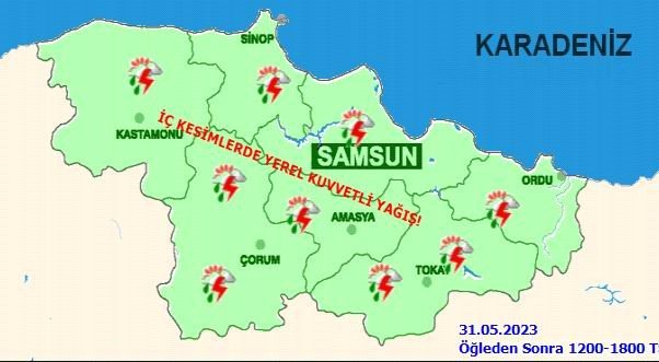 Samsun’a 44,6 kilo yağış düştü, sağanağın devam etmesi bekleniyor