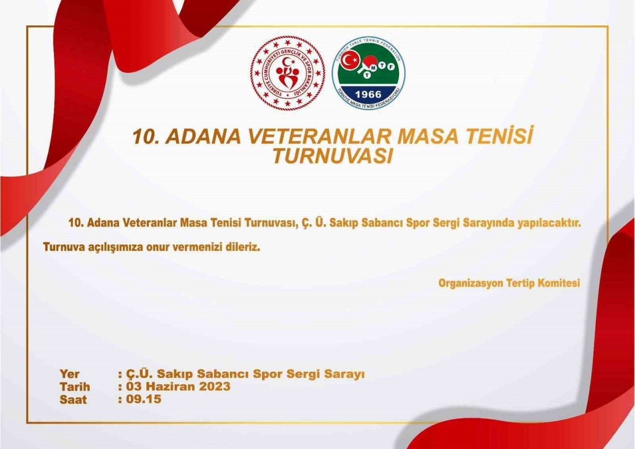 Adana’da 3-4 Haziran’da masa tenisi şöleni