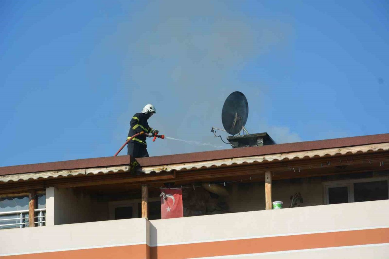 Ordu’da 7 katlı binanın çatı katında yangın