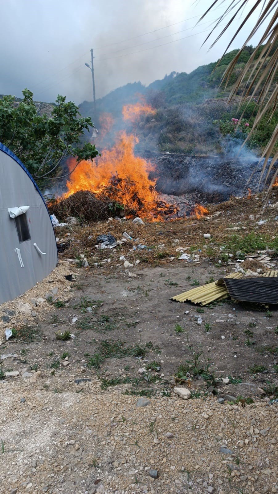 Bitki örtüsü yangını, büyümeden söndürüldü