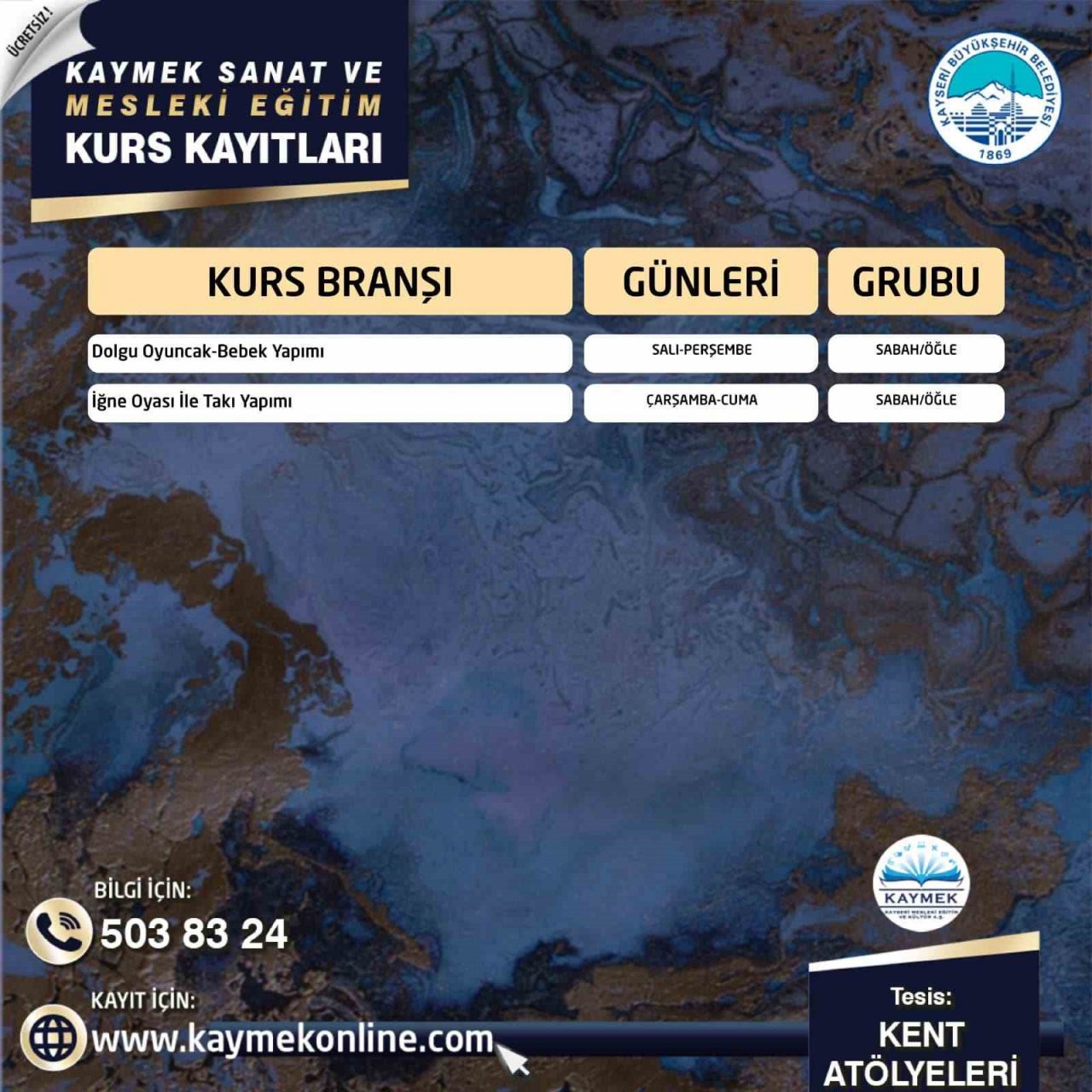 KAYMEK Sanat Ve Mesleki Eğitim Yaz Dönemi kurs kayıtları başladı