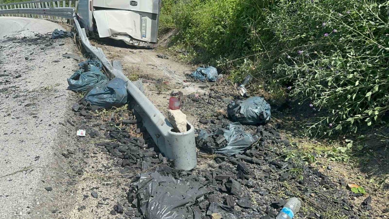 Kömür yüklü kamyonet virajı alamadı: 1 yaralı