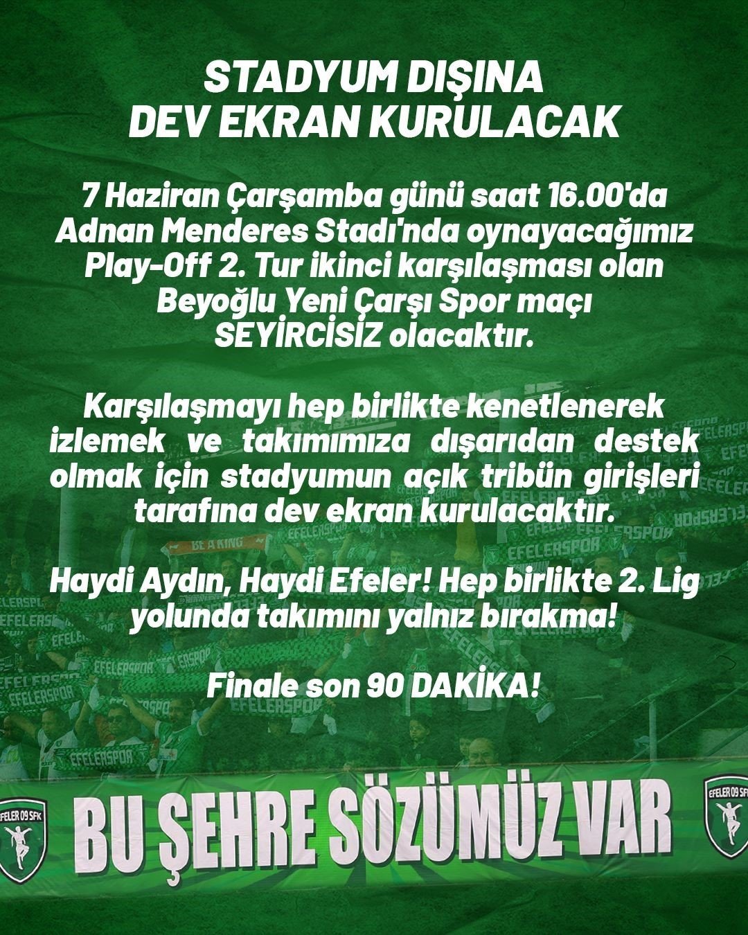 Efeler 09 SFK, tur için sahaya çıkacak